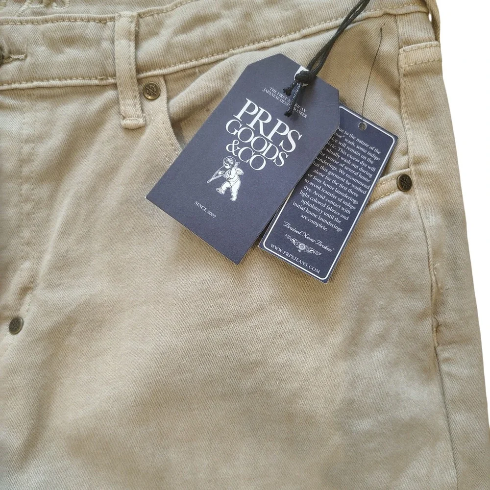 PRPS Goods & Co‎ Le Sabre Slim Straight Fit Jeans Tan Khaki Mens 38 NWT